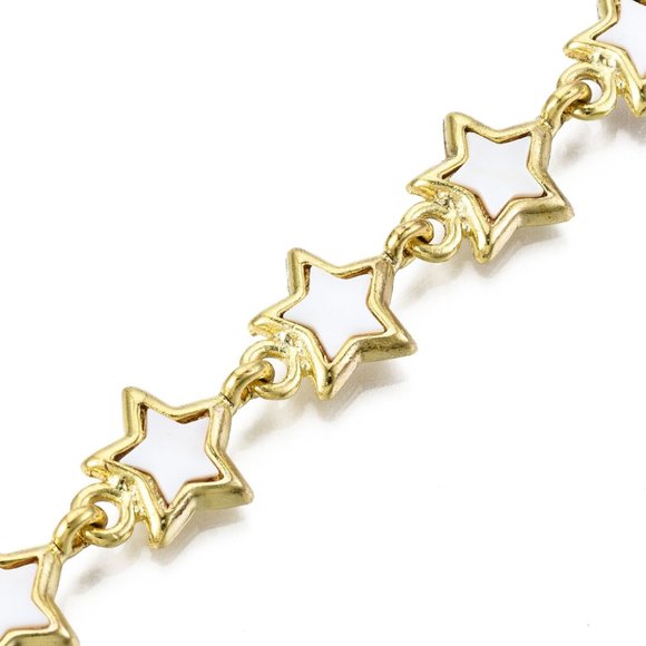 2/$25 Gold plated Natural Shell STAR link Bracelet with extender = pretty stars - Picture 3 of 5